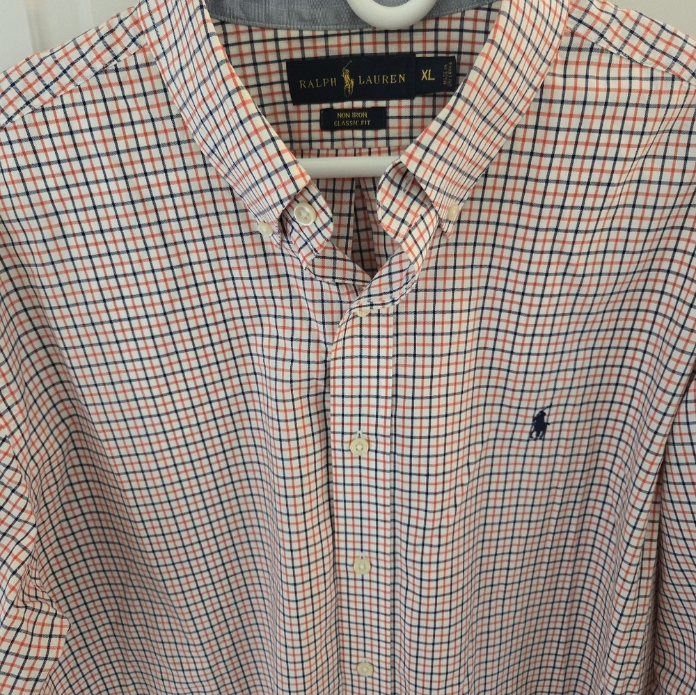 Ralph Lauren Men's Blue & Orange Micro-Check Button-Down Shirt Size XL - Picture 5 of 5